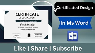 How to make a certificate3design in Microsoft word microsoftoffice certificate [upl. by Jaan]