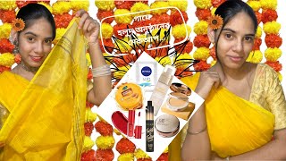 সাধারণ গায়ে হলুদ অনুষ্ঠানের মেকআপ💛👈😱 Simple haldi ceremony makeup look [upl. by Albertine]