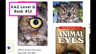 RAZ Level G Book 12  Animal Eyes  Guided Reading  Read Aloud  Audiobook [upl. by Cotterell]