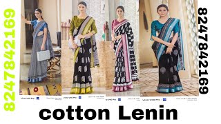 Cotton lenin sarees750 free shipping8247842169online booking available [upl. by Audrey790]