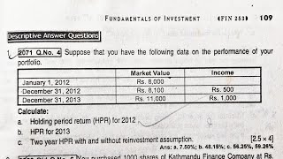 Risk and Return Holding Period Return  BBS 4th Year Investment Management [upl. by Namrehs44]