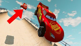 EXTREME HIGH JUMP  Lightning McQueen Mega Ramp Jump  BeamNGdrive [upl. by Dopp]