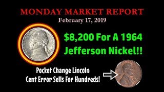 1964 Jefferson Nickel Highlights Surging Coin Market  Monday Market Report Feb 17 2019 [upl. by Kenton]