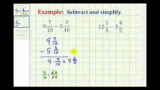 Ex Subtract Mixed Numbers with Like Denominators [upl. by Gravante]