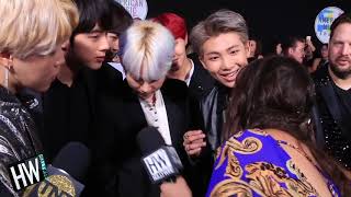 BTS Suga reacts to RM’s questions in the US AMAs 2017 [upl. by Leirua456]