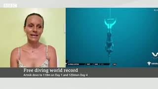 World record breaking freedive  Alenka Artnik [upl. by Ocsinarf787]