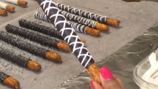 Chocolate Covered Pretzel Rods  How To Make Dipped Pretzels [upl. by Micheil]