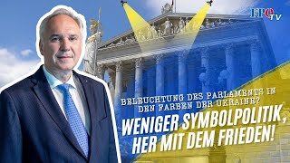 Beleuchtung des Parlaments in den Farben der Ukraine Weniger Symbolpolitik her mit dem Frieden [upl. by Aehtorod]