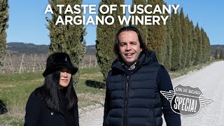 Travel Italy Argiano Winery in Tuscany On the Road w Stevie Kim Bernardino Sani TEASER [upl. by Alyak]