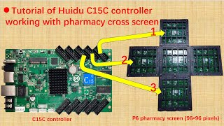 Huidu C15C C16C Controller Working for Full Color Pharmacy Cross LED Screen [upl. by Shelagh]