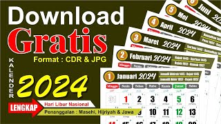 Kalender 2024 lengkap dengan tanggal merah  Penanggalan Hijriyah amp Jawa  Download  Cdr  template [upl. by Chow542]