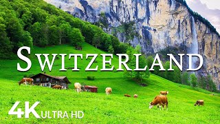 FLYING OVER SWITZERLAND 4K UHD  Soothing Music Along With Beautiful Nature Video  4K Video UHD [upl. by Riki]