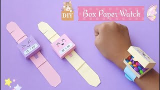 How to make easy paper watch  Box paper Watch  Paper watch  DIY school craft [upl. by Deny902]