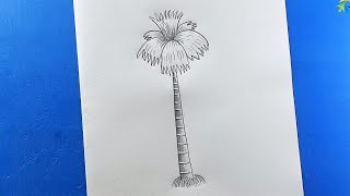 Tal Gas Drawing  Palm tree Drawing  Voice Tutorial [upl. by Anitrebla]