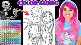 Color a Nightmare Before Christmas Jack amp Sally Halloween Picture With Me  COLOR ALONG WITH KIMMI [upl. by Enicul]