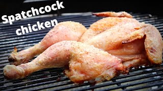 Grilled Whole Chicken Spatchcock Style  Flattened Juicy Chicken Charcoal BBQ  Recipe  111 [upl. by Delphine397]