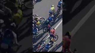 Peloton Crash MilanoSanremo 2024 Visma [upl. by Griffith]