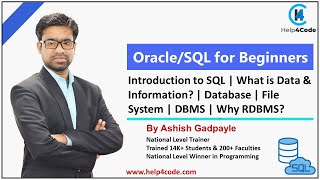 1 Introduction to OracleSQL  Data  Database  File System  DBMS  Why RDBMS By Ashish Gadpayle [upl. by Ellebanna]