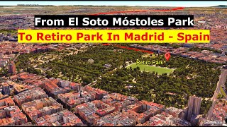 Animation Tour From El Soto Móstoles Park To Retiro Park In Madrid  Spain [upl. by Sokairyk]