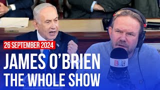 Netanyahu refusing to back down  James OBrien  The Whole Show [upl. by Snashall]