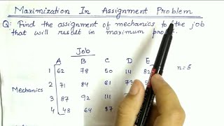 Lec32 Maximization Assignment Problem  Unbalanced Example  In Hindi  In Operation Research [upl. by Aowda]