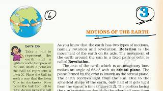 CLASS 6 GEOGRAPHY CHAPTER 3 MOTIONS OF THE EARTH [upl. by Aztirak]