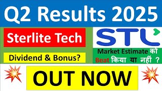 STERLITE TECHNOLOGIES Q2 results 2025  STERLITE results today  STERLITE TECHNOLOGIES Share News [upl. by Ardni]