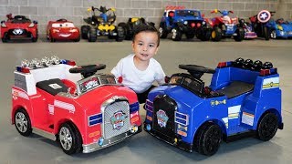 Chase Police Car VS Marshall Fire Engine Paw Patrol Kids Ride On Car Fun With Ckn Toys [upl. by Pessa581]