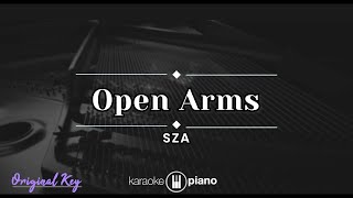 Open Arms  SZA KARAOKE PIANO  ORIGINAL KEY [upl. by Bertie]