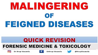 Malingering of Feigned disease  Forensic Medicine  Dr Krup Vasavda [upl. by Arza]