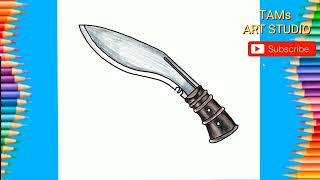 How to draw Khukuri easily  National weapon  Nepali Khukuri [upl. by Jarnagin578]