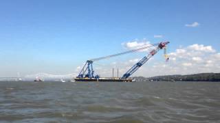 Huge crane arrives at Tappan Zee project [upl. by Dalis670]