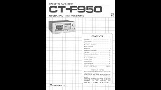 PIONEER CTF950 CASSETE TAPE DECK OWNER USER INSTRUCTION OPERATION MANUAL 4K [upl. by Alesi]