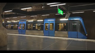 Sweden Stockholm 2X Subway night ride from Fridhemsplan to Västertorp [upl. by Frost]