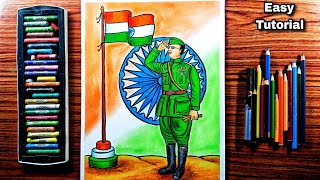 Netaji Subhash Chandra Bose drawing easily। How to draw Netaji step by step। Oil pastel tutorial [upl. by Kahn]