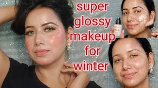 Super glossy makeup tutorialstep by step ✅ dry skin makeup beautymaniawithritu glossymakeup [upl. by Ellissa]