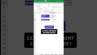 Calculer le nombre de mois entre 2 dates Excel [upl. by Nomannic]