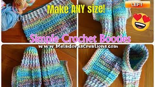 Simple Crochet Booties Pattern and Tutorial  Left handed Crochet Tutorial [upl. by Ettolrahc]