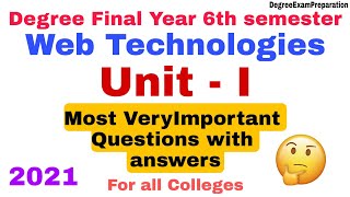 6sem computers Web Technologies Unit1 important questions with ANSWERS 6semComputers 2021 [upl. by Oicinoid]