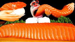 ASMR MUKBANG  Incredible Giant Salmon Eating Show [upl. by Naasar557]