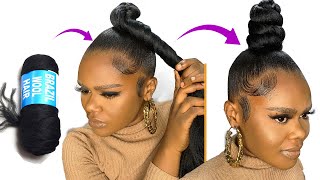 😱 5 MINUTES QUICK HAIRSTYLE USING BRAZILIAN WOOL [upl. by Niriam]