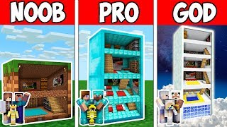 Minecraft NOOB vs PRO vs GOD  FAMILY BLOCK HOTEL CHALLENGE in Minecraft Animation [upl. by Elleirbag]