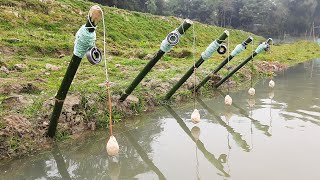 Unique Hook Fishing Technique  Hunting Big Fish By Hook in River  River Fishing [upl. by Dyann638]