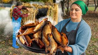 Smoking Fish the Ancient Way Using a Handmade Reed Smoker [upl. by Marietta551]