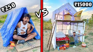 Overnight Survival Challenge  Low Budget Tent House challenge 🏠 ₹250 VS ₹15000 [upl. by Adnilemre]