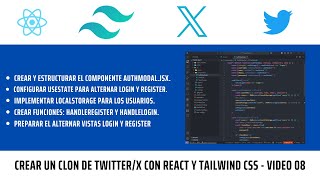 Clon de TwitterX en React y Tailwind CSS  Inicio del componente de Autenticación Video 08 [upl. by Nelyag]