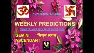 WEEKLY PREDICTION 21st Sep 2024 to 27th Oct 2024 GEMINI ASCENDANT मिथुन लगन Astrologer Annil Verma [upl. by Dnomder]