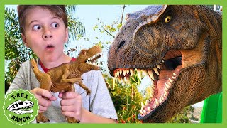 Giant Dinosaur Park Adventure With Park Ranger LB TRex Ranch Pretend Play and Dinosaurs for Kids [upl. by Ainitsirc419]