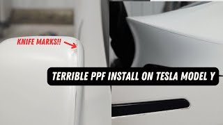 TERRIBLE PAINT PROTECTION FILM PPF INSTALL ON TESLA MODEL Y [upl. by Asyar128]