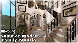 BLOXBURG Summer Modern Family Mansion Speedbuild interior  full tour Roblox House Build [upl. by Anastasie]